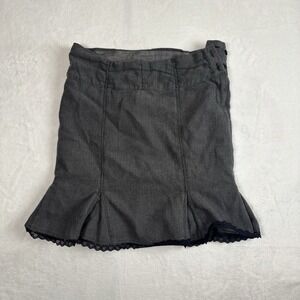 Y2K Lux Wool Blend Skirt Goth Preppy Flare Grey Black Women's Size 5